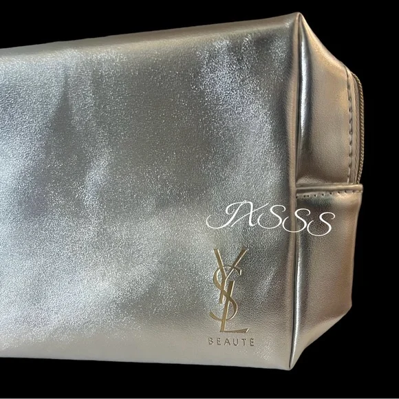 Silver-Gold YSL (Yves Saint Laurent) Beauty Cosmetic-Makeup Bag - Picture 5 of 13